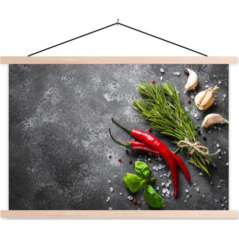 TEXTILE WALL ART Pepper - Herbs - Spices - Concrete 60x40 cm (1/3)