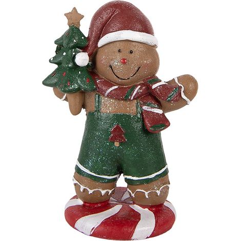 Figurine de Noël Bonhomme de Pain d'Épices en Plastique Marron 12x11x22 cm - PANGIVO (1/4)