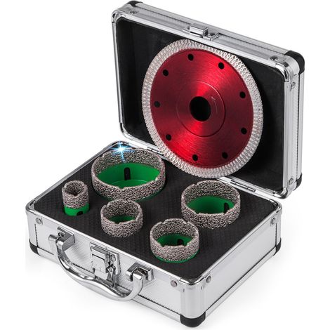 Scie Cloche Diamantée, avec des diamètres de 22/35/40/50/65 mm, Qualité Première Foret Diamant Cylindrique, Boitier portable léger, pour les carreaux/le marbre/les autres pierres (1/5)