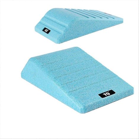 Lot de 2 blocs de squat antidérapants professionnels avec rampe inclinée pour squats, exercices pour mollets et yoga (bleu clair). (1/5)