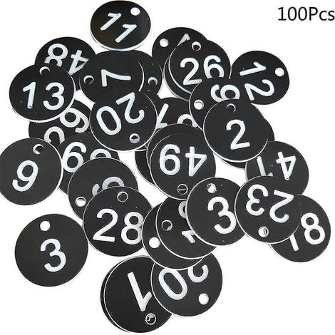 100 Stück Kunststoff-ID-Tags, nummeriert von 1–100, graviert und farbig, für Schlüsselbund (1/5)