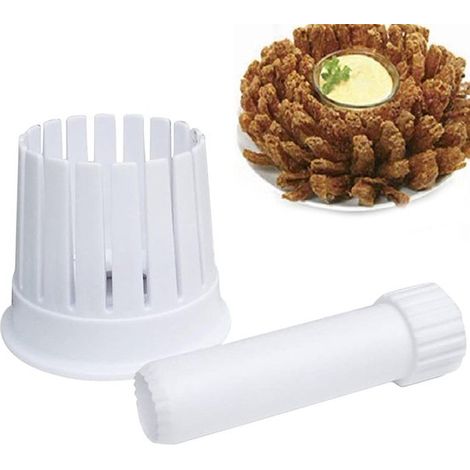 Coupe-fleurs pour oignons - Appareil de cuisine - Machine à découper les oignons en forme de fleurs - Cuisine créative - Trancheuse simple - 10 x 8 x 8 cm - Blanc (1/5)