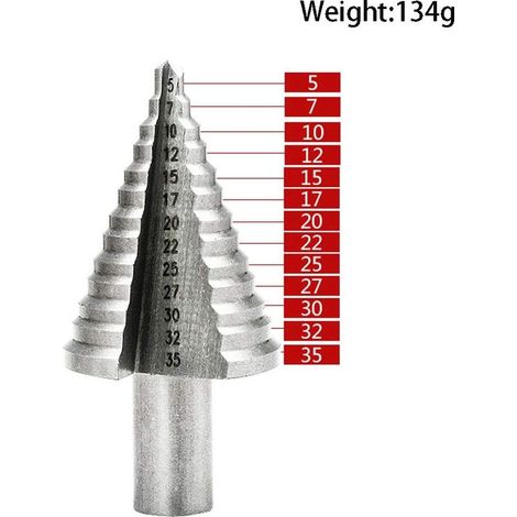 Metal Foret Conique Foret étagé 5mm-35mm,Triangle Conique Titane avec Revêtement Titane,pour Visseuse Percage sur Acier, Laiton, Bois, Plastique (1/5)