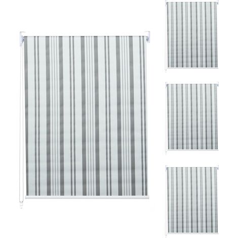 [NEUWERTIG] 4er-Set Rollo HHG-338, Fensterrollo Seitenzugrollo Jalousie, 100x160cm Sonnenschutz blickdicht grau/weiß