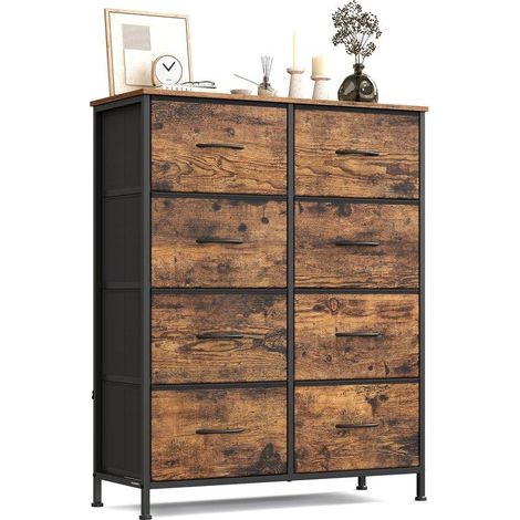 Commode de rangement 30 x 76,7 x 95,2 cm capacité 30 kg design rustique contemporain en MDF marron (1/2)