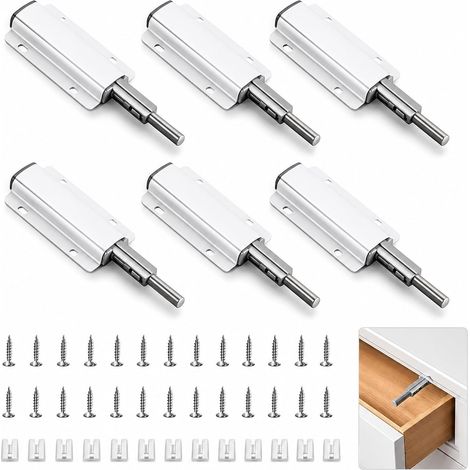 6Pcs Push to Open, Poussoir Porte Placard, Aimant Poussoir Porte Placard,Loquets à Ressort pour Tiroirs et Portes, Design Minimaliste, Installation Facile pour Meubles et Armoires (1/5)