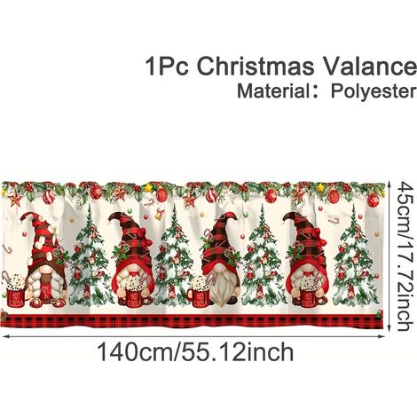 Rideaux de Noël 2026, tissu décoratif imprimé numérique pour chambre et salon, fond décoratif pour les fêtes - 45 x 180 cm - CL-1