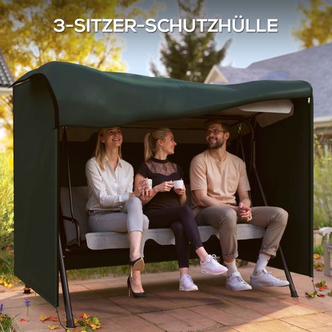 Housse de protection pour balancelle 3 places, imperméable et résistante à l'hiver, anti-UV, tissu Oxford 600D déchirure résistante, 205x124x164cm, vert foncé (1/5)