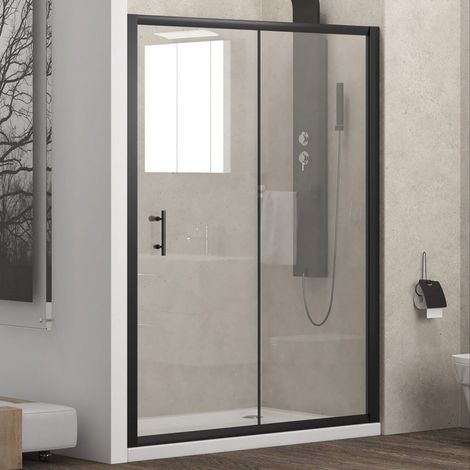 Box doccia nicchia scorrevole 110cm con telaio nero KFN5000 kamalu