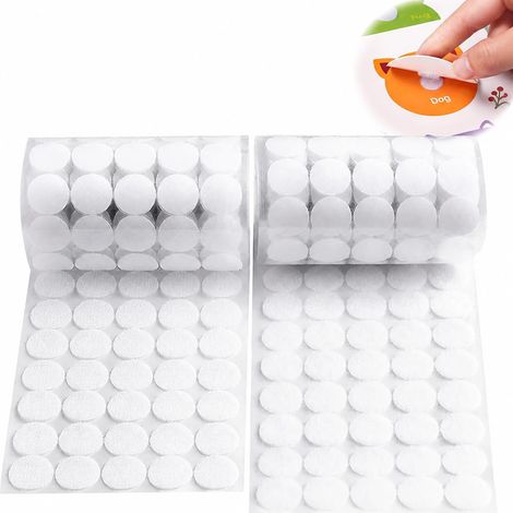 500 points adhésifs auto-adhésifs 20 mm avec crochet et boucle, pastilles de fixation blanches réutilisables, attaches adhésives pour artisanat, bureau, maison, papier, plastique, verre, cuir (1/5)