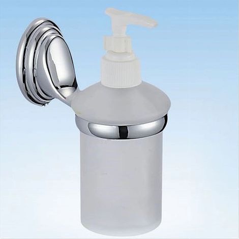 Cleafe - Dispenser Porta Sapone Liquido Vetro Satinato Fissaggio Parete Bagno Circle 52028 - (1/3)