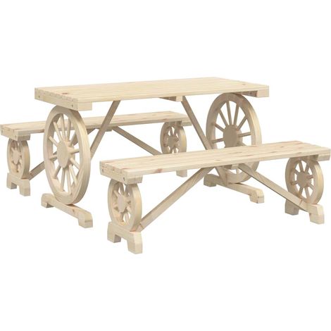 Juego de comedor de jardín 3 piezas madera maciza de abeto vidaXL (1/5)