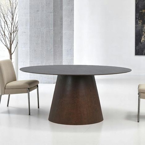 Table à manger ovale en bois foncé 160 cm LISBONNE (1/2)