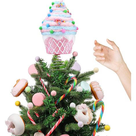 Décoration de sapin de Noël pastel de 20 cm (7,9 pouces) - Motif cupcake rose et donut, ornement festif pour Noël, le Nouvel An et les anniversaires (1/5)