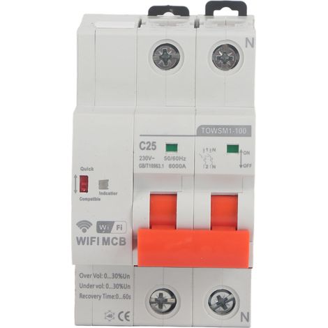 Disjoncteur WiFi Intelligent 2P 230V AC pour Maison et Usine, Montage Rail Din TOWSM1‑100 (1/5)
