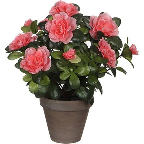Kunstpflanze mica decorations Azalee Pfirsich 27 cm Keramiktopf