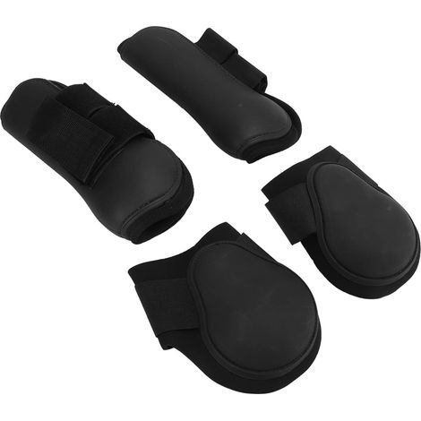 Lot de 4 guêtres de protection pour chevaux (avant et arrière), idéales pour le saut d'obstacles. Noir, taille M. (1/5)