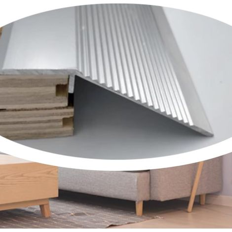 Rampe De Porte Bande De Transition De Sol Inégal/Carrelage/Tapis Barre De Seuil De Porte Bois sur Carrelage Rampe De Seuil en Aluminium Noir, Hauteur Appropriée 1-5cm (Color : Silver) (1/5)