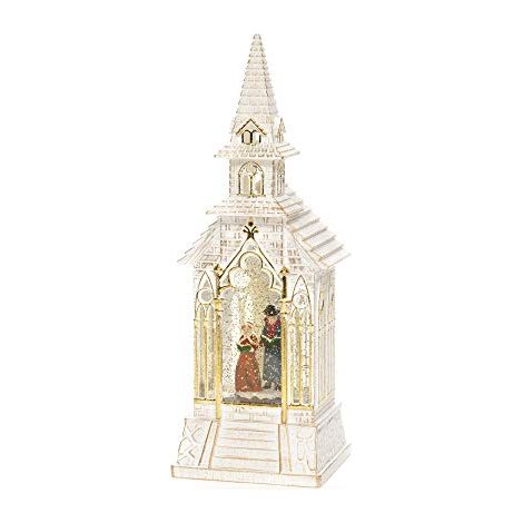 Konstsmide Decorazione natalizia a LED con neve a forma di chiesa con coro/interno, timer da 5 ore, funzionamento a batteria: 3 x C 1,5 V (escl.)/lanterna natalizia 1 diodi bianco caldo (1/3)