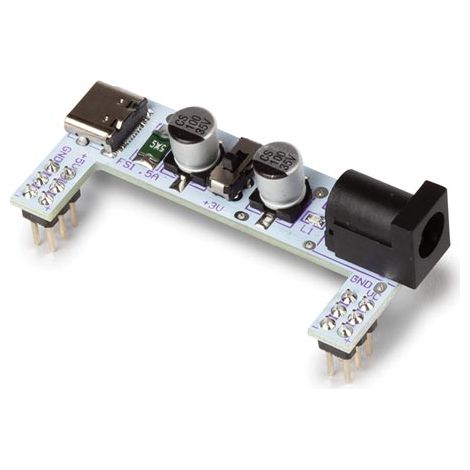 Whadda Módulo de alimentación para Placa, 3.3 V/5 V, Compatible con MB102 Panboard 830p, Alimentado por Cable USB-C o DC-Jack (1/3)