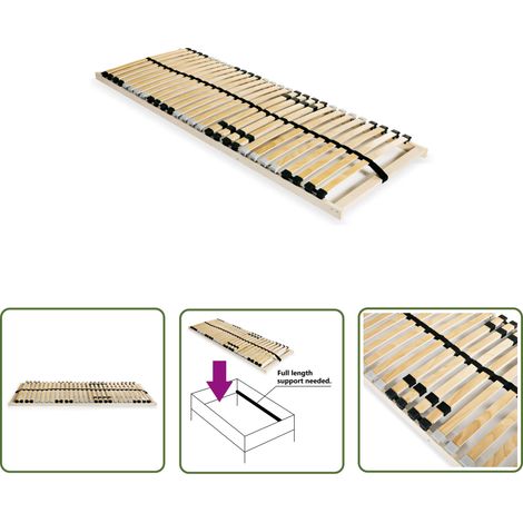 The Living Store Sommier à lattes sans matelas avec 28 lattes 7 zones 70x200 cm - Sommier À Lattes - Sommier Bois - Cadre Lit - Lit Double - Lit 70x200 (1/5)