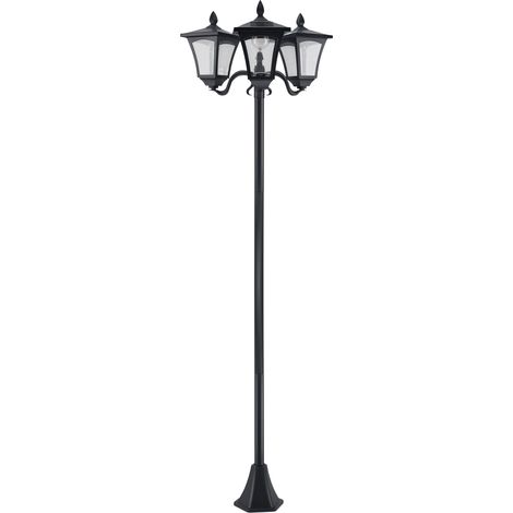 Lampadaire de jardin extérieur à LED solaire avec capteurs 3 abat-jours - H.182.5 cm - IP44 (1/5)