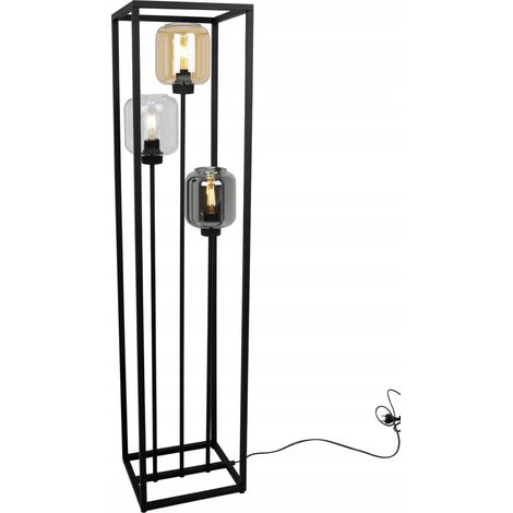 LAMPADA DA TERRA LOFT NERA CON PARALUMI IN VETRO (1/5)