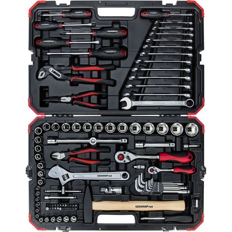 Gedore – Coffret cliquet et douilles 1/4" et 1/2" – 100 pièces – Douilles hexagonales et accessoires – Mallette robuste (1/10)