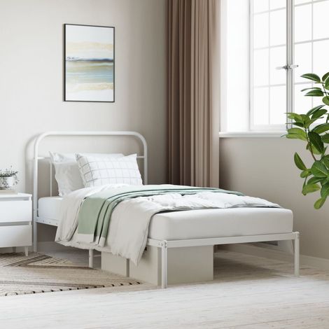 Estructura cama sin colchón con cabecero metal blanco 107x203cm vidaXL