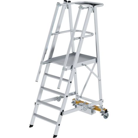MUNK Podestleiter fahrbar mit schmaler Traverse 5 Stufen (1/4)
