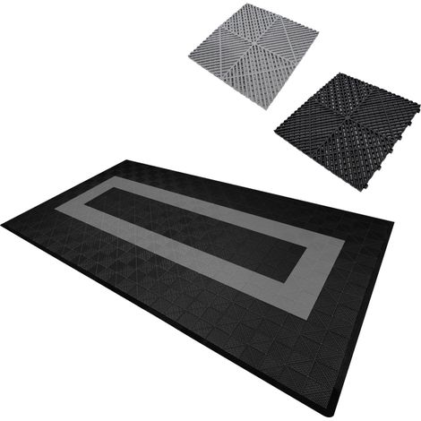 Piastrelle a incastro modulari ventilate 90 nere e 30 grigie 3,2m x 6m, polipropilene, antiscivolo, resistenti alle intemperie, capacità 5 tonnellate per piastrella, ideali per garage e officine con b (1/5)