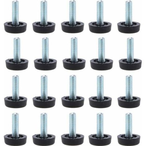 Lot de 20 Pieds de nivellement pour meubles- M8 x 24 mm, protections pour pieds de table réglables avec tige filetée, 24 mm, pied de nivellement à visser pour meubles (1/5)