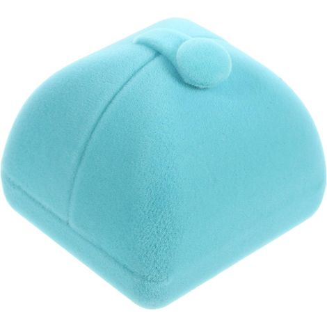 Einzelne Ringbox aus Samt Kleine Ringaufbewahrungsbox 65x60x55mm Dekorativer Ringhalter für Hochzeitszeremonien und Verlobungen Kompakte Schmuckschatulle in See Blau (1/5)