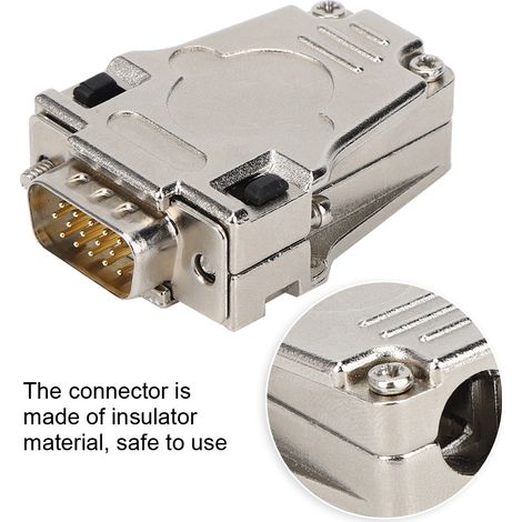 Connecteur série D-SUB ignifugé 15 broches mâle avec boîtier métallique DB15P M-180 (1/5)