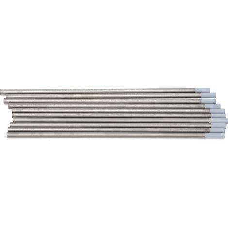 10 électrodes de tungstène WC20 de 4 mm pour le soudage d'aciers inoxydables fins, grises (1/5)