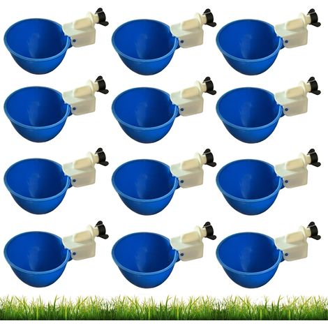 Juego de 12 bebederos automáticos de plástico para aves de corral, dispensadores de agua para gallinas, patos, gansos y pavos, para armar uno mismo. (1/5)