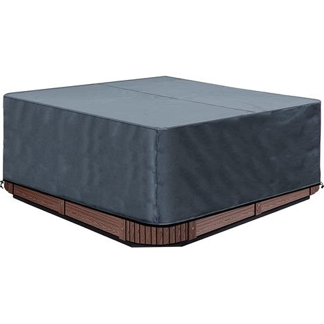 1 Housse De Protection Bain À Remous 200x200x85cm Carré Oxford 600D Imperméable Anti-UV Pour Jardin