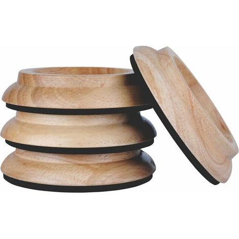 Lot de 4 coupelles en bois dur - Tampons de protection pour pieds de meuble Chêne naturel (1/4)