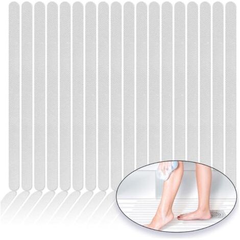 24 Pièces Autocollants Antidérapants,Bandes Antidérapants pour Salle de Bain,Autocollants de Douche Antidérapants,pour Sall de Bain,Baignoires,Marches-Transparent - 2 x 38 cm (1/5)
