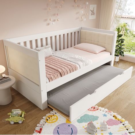 letto 90x190 estraibile in legno bianco salvaspazio HAVRYA (1/5)
