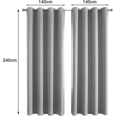 – Rideaux occultants thermiques 140x240cm – Fibre de polyester opaque – Isolation thermique et acoustique – Installation facile avec œillets (1/5)