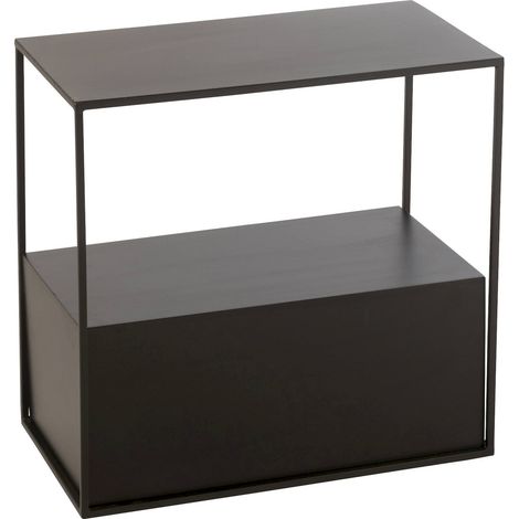 Table de chevet rectangulaire métal noir design moderne - Noir profond mat (1/5)