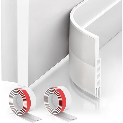 Lot de 2 Boudins de Porte Coupe-Vent pour Isolation Contre la Poussière, le Bruit et Les Courants d'air Sur Les Portes Intérieures Extérieures, Blanc (1/5)