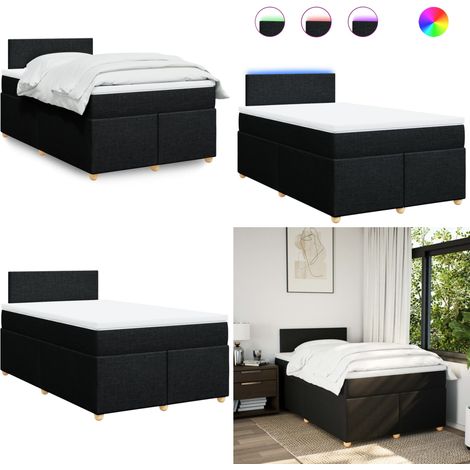 vidaXL Sommier à lattes de lit avec matelas Noir 120x200 cm Tissu (1/5)