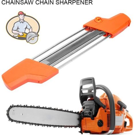 Afilador de cadena para motosierra 2 en 1, herramienta de afilado sencilla para STIHL, lima y medidor de profundidad integrados en una herramienta ergonómica (blanco y naranja) (1/5)