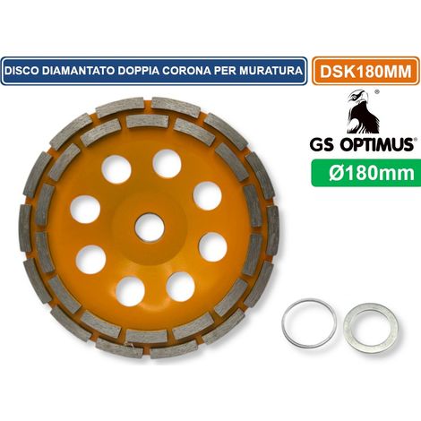 DISCO DIAMANTATO A DOPPIA CORONA PER SMERIGLIATRICE ANGOLARE Ø 180MM CALCESTRUZZO MARMO GRANITO PIETRA (1/3)