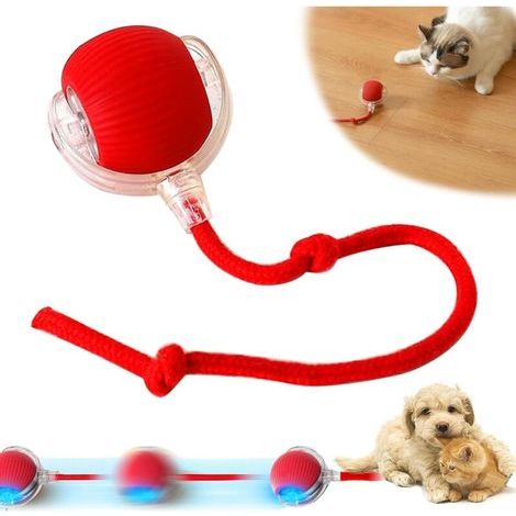 Interaktiver Rollball für Hunde, bewegungsaktiviert, Rollball für Katzen und Hunde, intelligenter viraler Ball für große und kleine Hunde (Rot) (1/4)