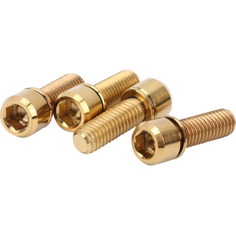 Lot de 4 vis de potence M6x18 en alliage de titane haute résistance pour VTT et vélo de route, couleur or (1/5)