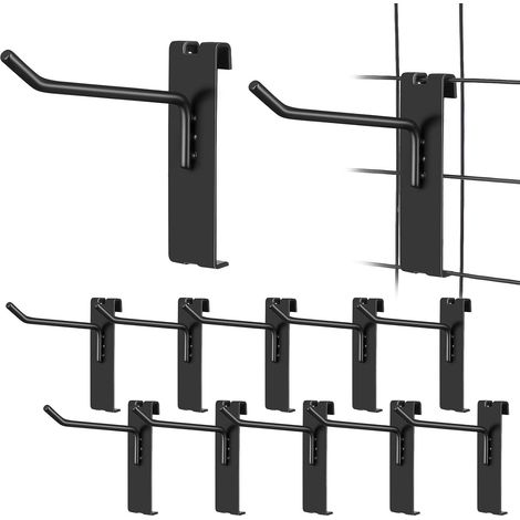 Crochets pour Grille Murale en Fer Noir, Lot de 12 Pièces Pédale Épaissie et Extrémité Arrondie, Capacité de Charge Élevée, Installation Facile pour Organisation en Commerce (1/5)