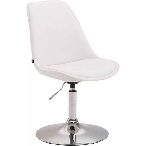 illa de comedor x1 giratoria regulable en altura PVC blanco con base de trompeta de metal cromado 10000377 (1/3)